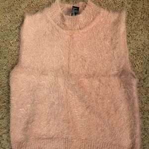Light pink furry crop top